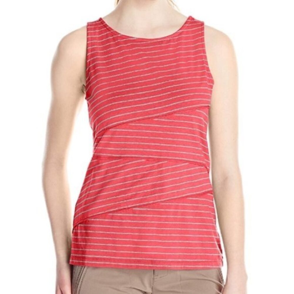 White Sierra Shadow Striped Tank in Watermelon. L